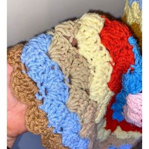 Crochet Granny Zig Zag Afghan Blanket Rainbow Colorful Waves 48”x58” Handmade